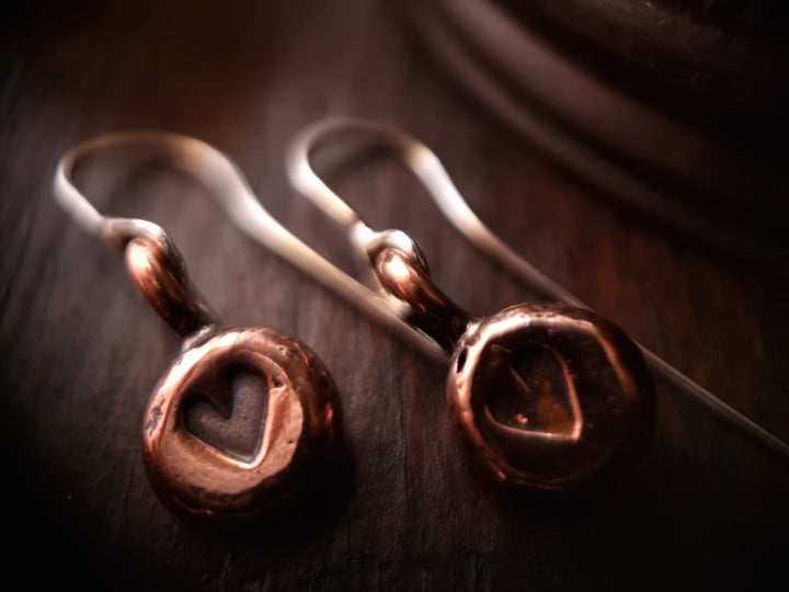 Love Heart Stamped Copper Earrings