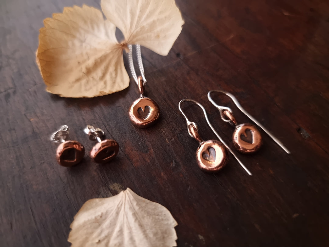 Love Heart Stamped Copper Pendant