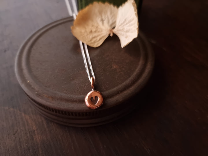 Love Heart Stamped Copper Pendant