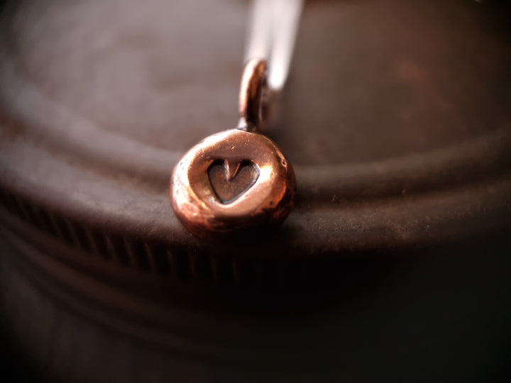 Love Heart Stamped Copper Pendant