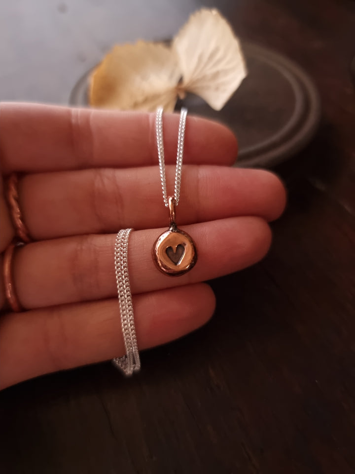 Love Heart Stamped Copper Pendant