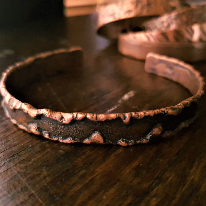 Melted Edge Oxidised Copper Cuff