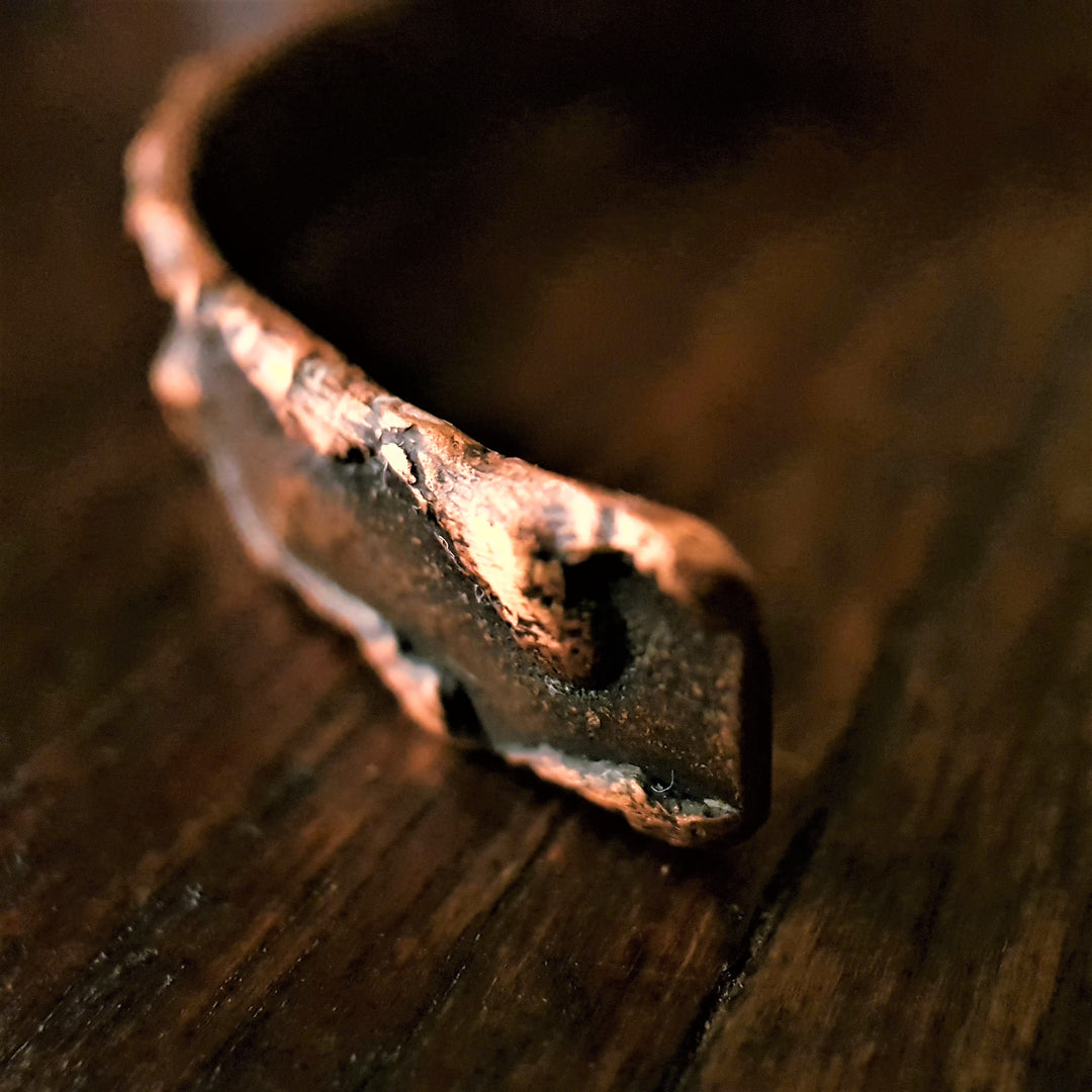 Melted Edge Oxidised Copper Cuff