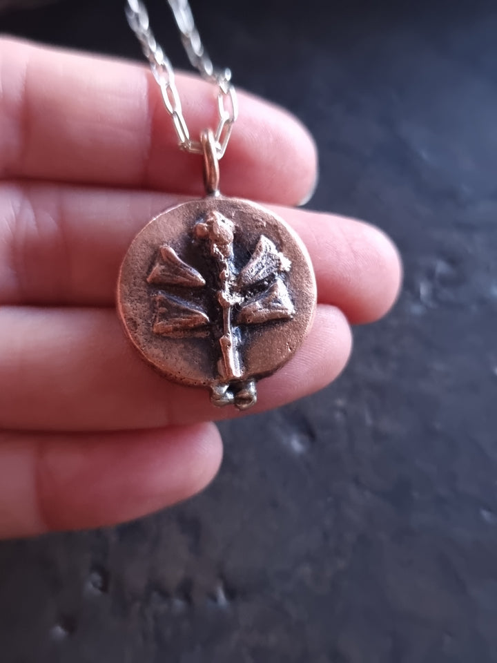 Cast Copper Salvia Flower Pendant - OOAK