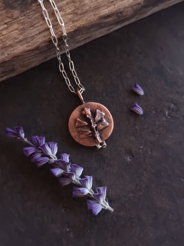 Cast Copper Salvia Flower Pendant - OOAK