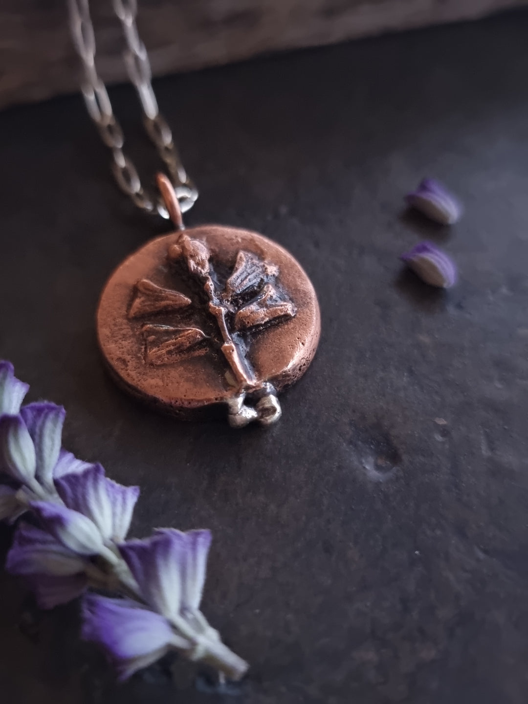 Cast Copper Salvia Flower Pendant - OOAK