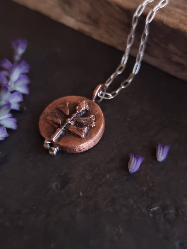 Cast Copper Salvia Flower Pendant - OOAK