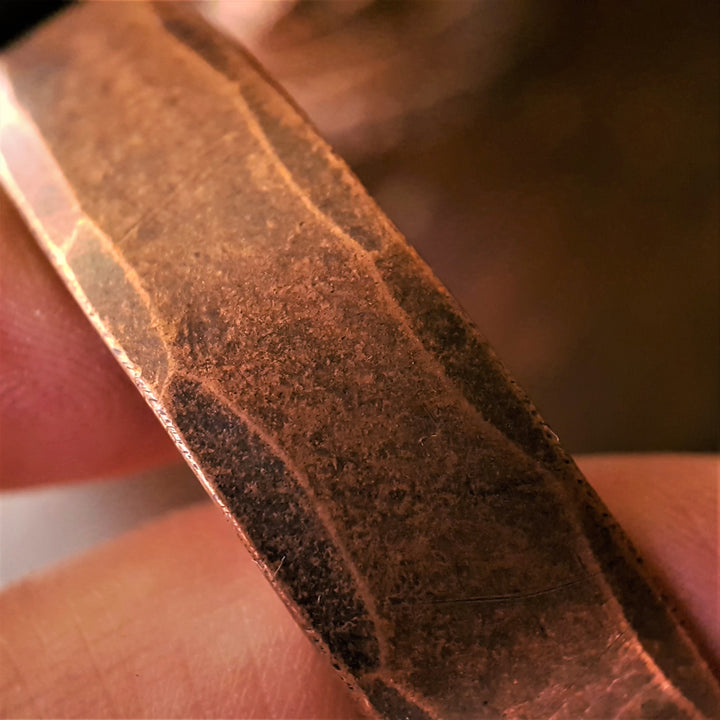 Wide Oxidised Textured Copper Cuff