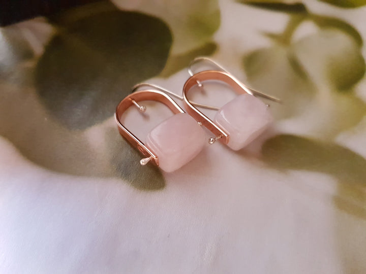 Rose Quartz Trak Copper Earrings