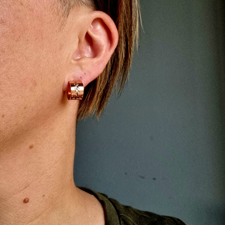 Wide Flat Hoop Copper Studs