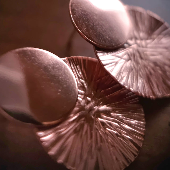 Solar Sun Copper Stud Earrings