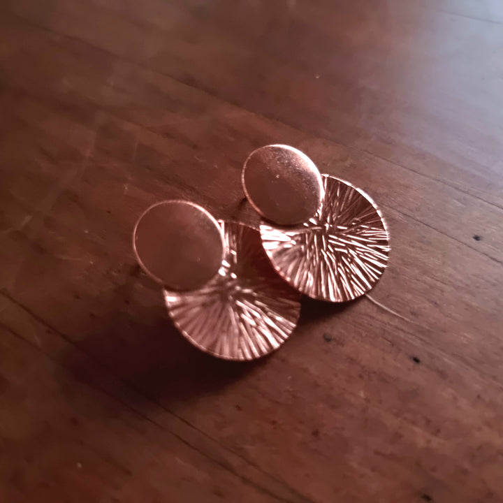 Solar Sun Copper Stud Earrings