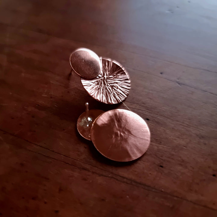 Solar Sun Copper Stud Earrings
