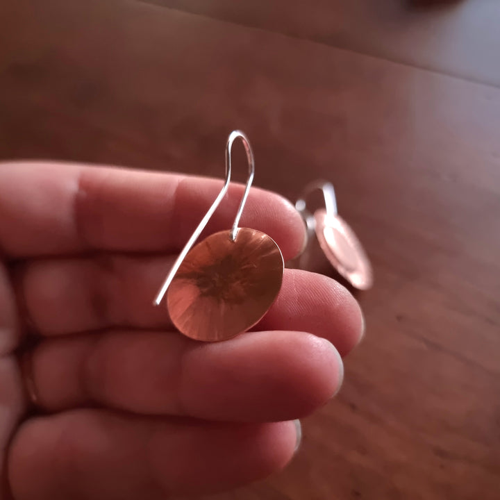 Sun Rays Drop Copper Earrings
