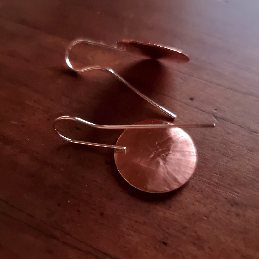 Sun Rays Drop Copper Earrings