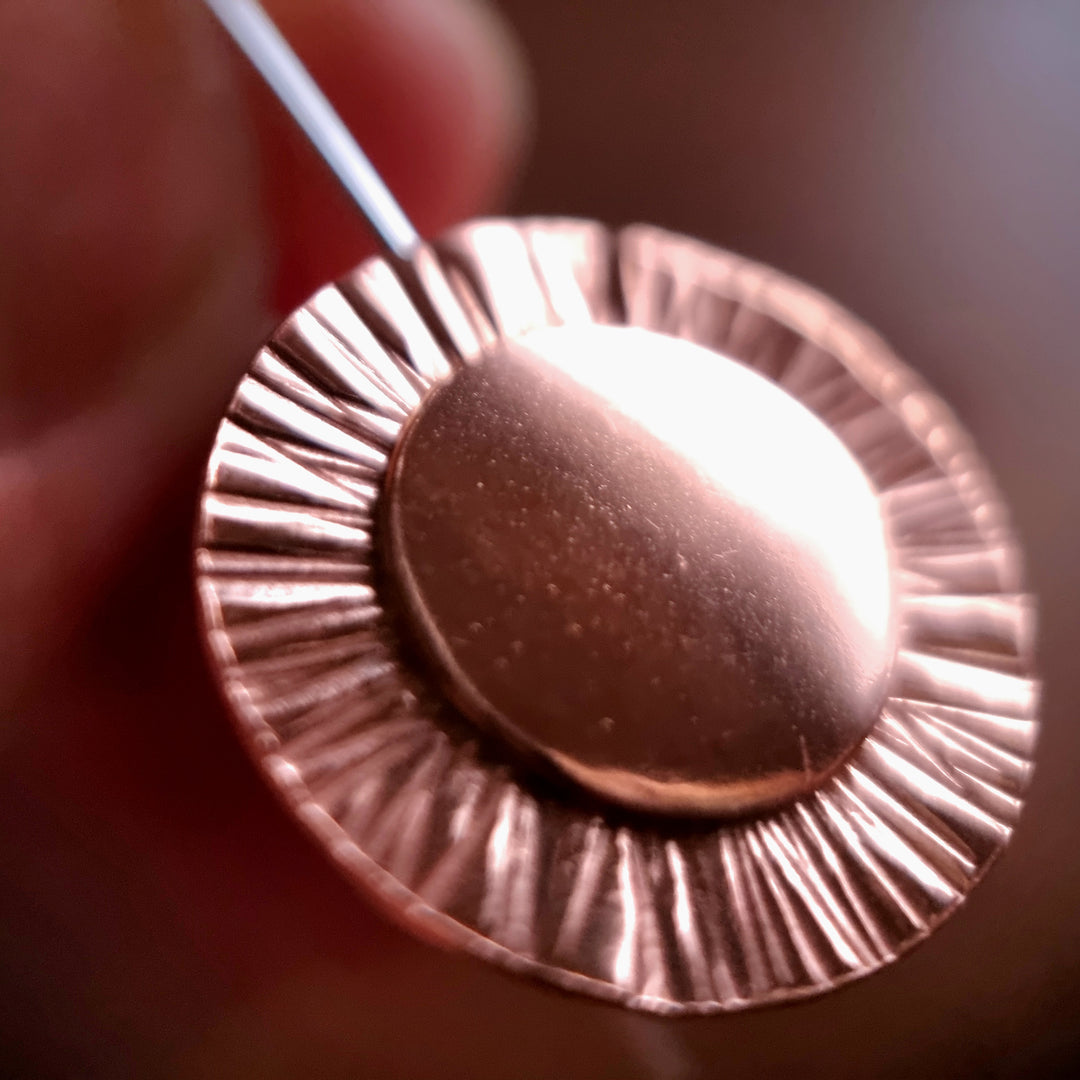Sun Rays Drop Copper Earrings