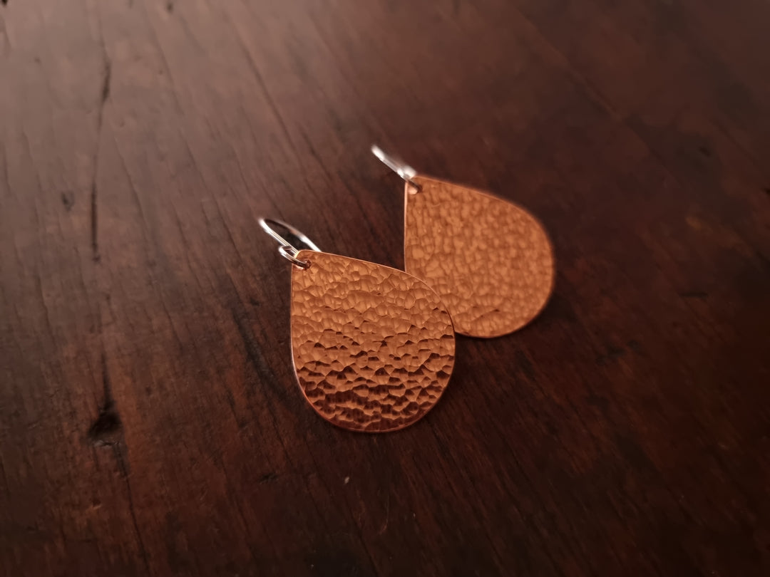 Teardrop Flats Copper Earrings