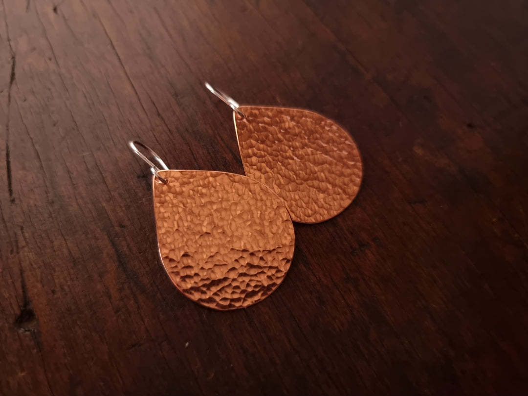 Teardrop Flats Copper Earrings