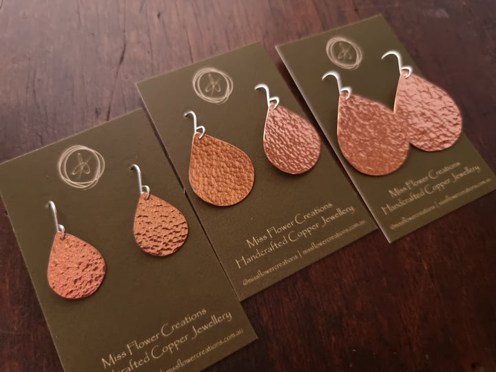 Teardrop Flats Copper Earrings