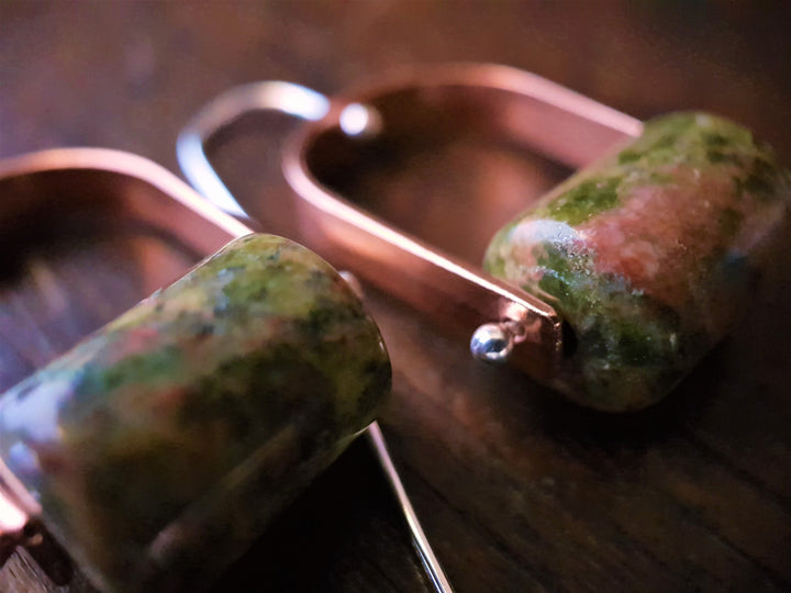 Unakite Trak Copper Earrings