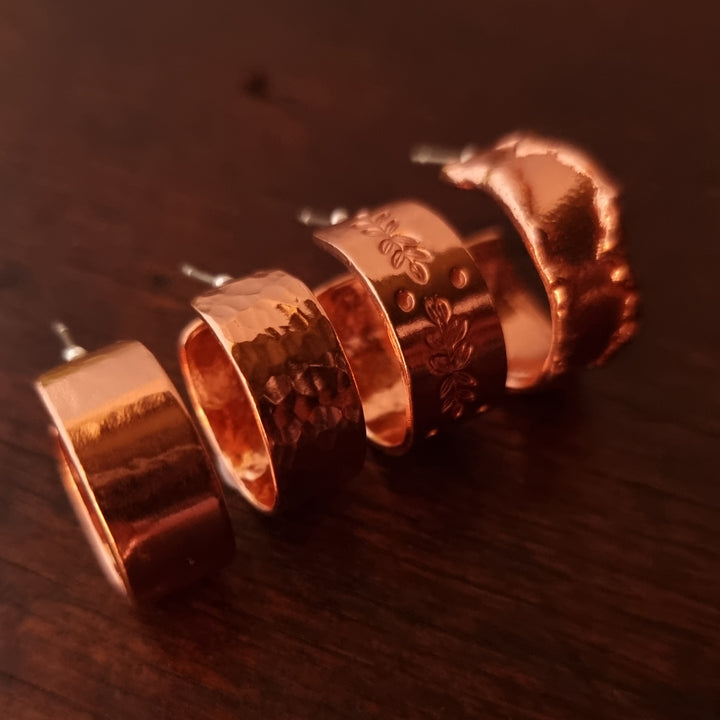 Wide Flat Hoop Copper Studs