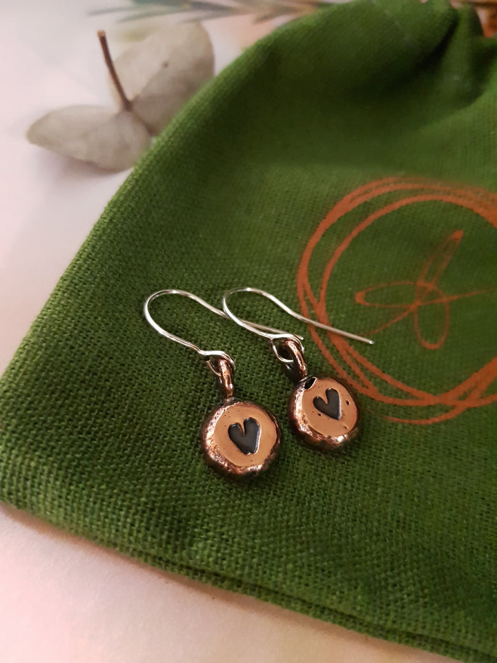 Love Heart Stamped Copper Earrings