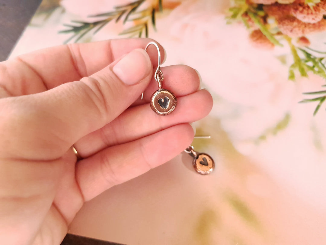 Love Heart Stamped Copper Earrings